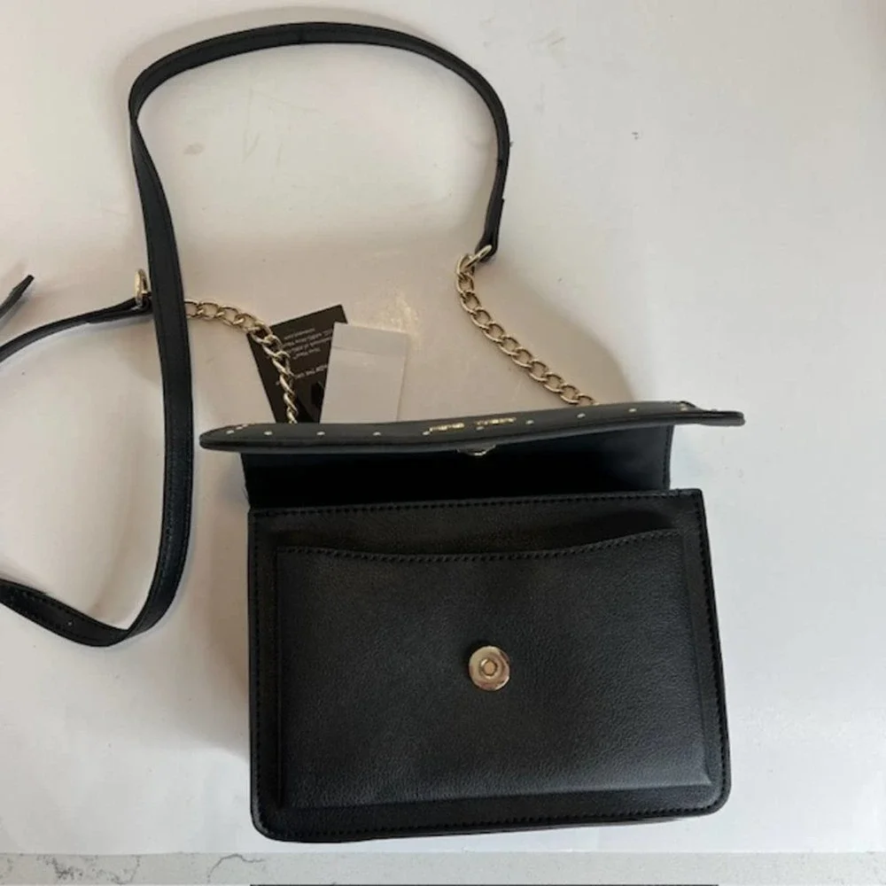 New Nine West Black Convertible Chain Crossbody Flap